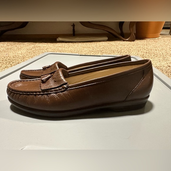 Chaussures SAS mocassin femme 8,5 W cuir Viva à enfiler compensé tripad confort marron